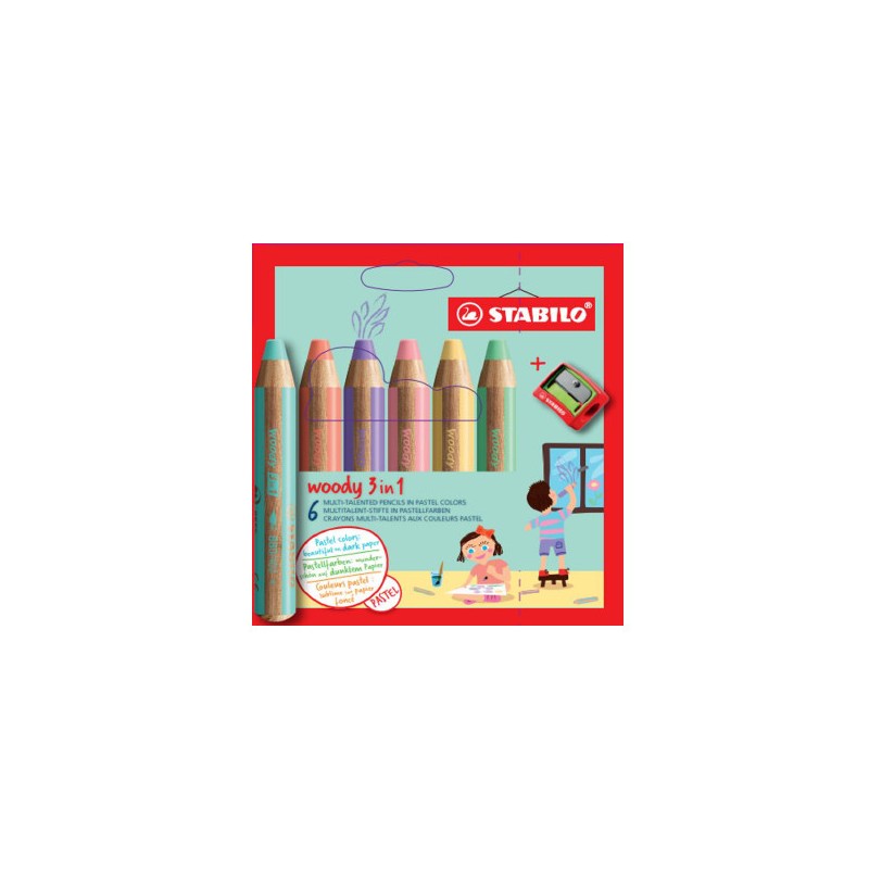 STABILO WOODY 3in1 PASTEL -6col.+TEMP. 8806-3 STABILO WOODY 3in1 PASTEL -6col.+TEMP. 8806-3