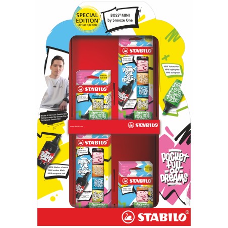 1 - Evidenziatore STABILO BOSS MINI by Snooze One - 16cf. 07/72-10 ( Contiene 4cf. 07/03-61 - 4cf. 07/03-71 - 8cf. 07/06-30)