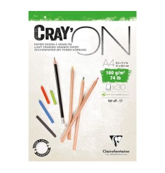1 - BLOCCO DISEGNO A4 160gr. 30fg COLLATO CRAY'ON CLAIREFONTAINE 975027C