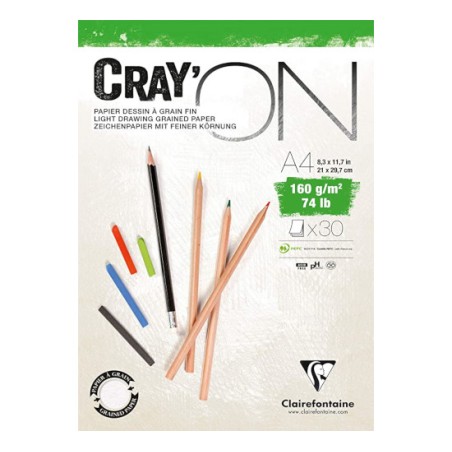 Blocco da disegno Clairefontaine Cray'ON A4 160 g, 30 fogli, collato su un lato - 975027C