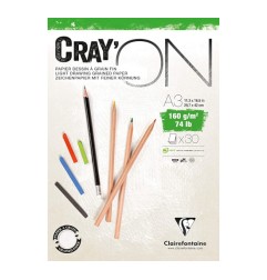 1 - BLOCCO DISEGNO A3 160gr. 30fg COLLATO CRAY'ON CLAIREFONTAINE 975028C