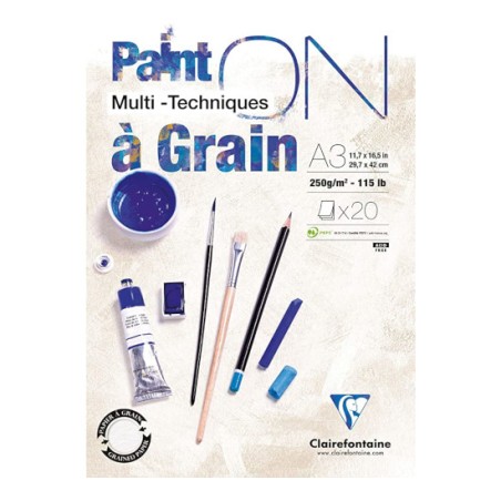 Blocco da disegno Clairefontaine Paint'On a grana A3 250 g, 20 fogli, collato su un lato - 975050C