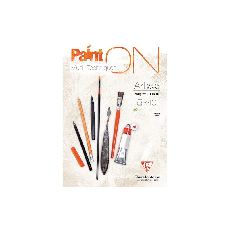 BLOCCO DISEGNO A4 250gr. 40fg COLLATO PAINT'ON CLAIREFONTAINE 96537C BLOCCO DISEGNO A4 250gr. 40fg COLLATO PAINT'ON CLAIREFONTAINE 96537C