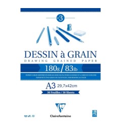 1 - BLOCCO DISEGNO A GRANA A3 180gr. 30fg COLLATO CLAIREFONTAINE 96622C