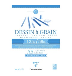 1 - BLOCCO DISEGNO A GRANA A5 125gr. 40fg COLLATO CLAIREFONTAINE 96686C