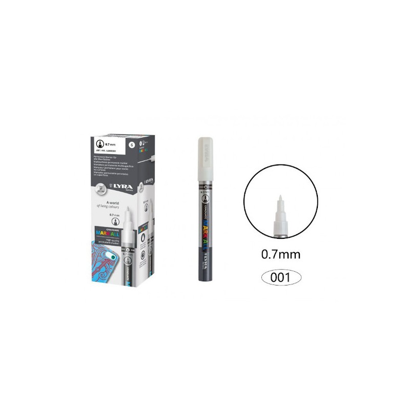 FILA 6 pz Marcatore Lyra Mark All graduate 0,7 mm bianco L6800001 FILA 6 pz Marcatore Lyra Mark All graduate 0,7 mm bianco L6800001