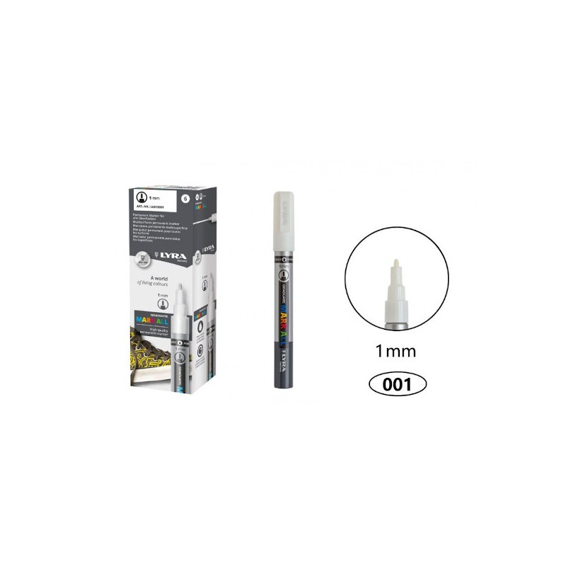 FILA 6 pz Marcatore Lyra Mark All graduate 1 mm bianco L6810001 FILA 6 pz Marcatore Lyra Mark All graduate 1 mm bianco L6810001