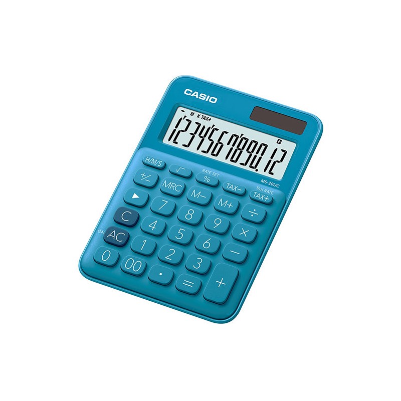 Casio MS-20UC calcolatrice da tavolo mini 12 cifre, calcolo del tempo e delle imposte, blu Casio MS-20UC calcolatrice da tavolo mini 12 cifre, calcolo del tempo e delle imposte, blu