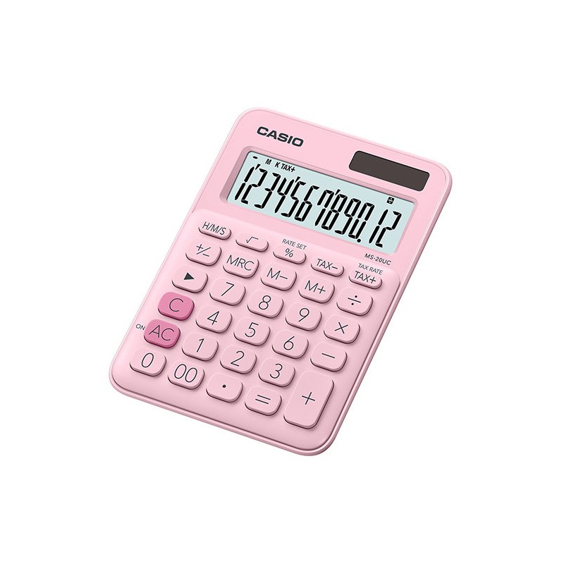 Casio MS-20UC calcolatrice da tavolo mini 12 cifre, calcolo del tempo e delle imposte, rosa pastello Casio MS-20UC calcolatrice da tavolo mini 12 cifre, calcolo del tempo e delle imposte, rosa pastello