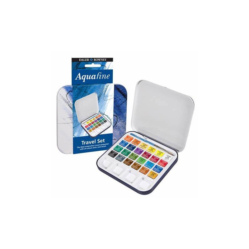 Daler-Rowney Aquafine set da viaggio acquerelli 24 mezze godet D131900102