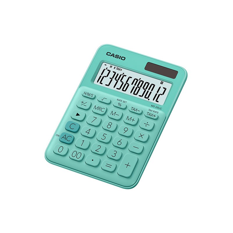 Casio MS-20UC calcolatrice da tavolo mini 12 cifre, calcolo del tempo e delle imposte, verde pastello Casio MS-20UC calcolatrice da tavolo mini 12 cifre, calcolo del tempo e delle imposte, verde pastello
