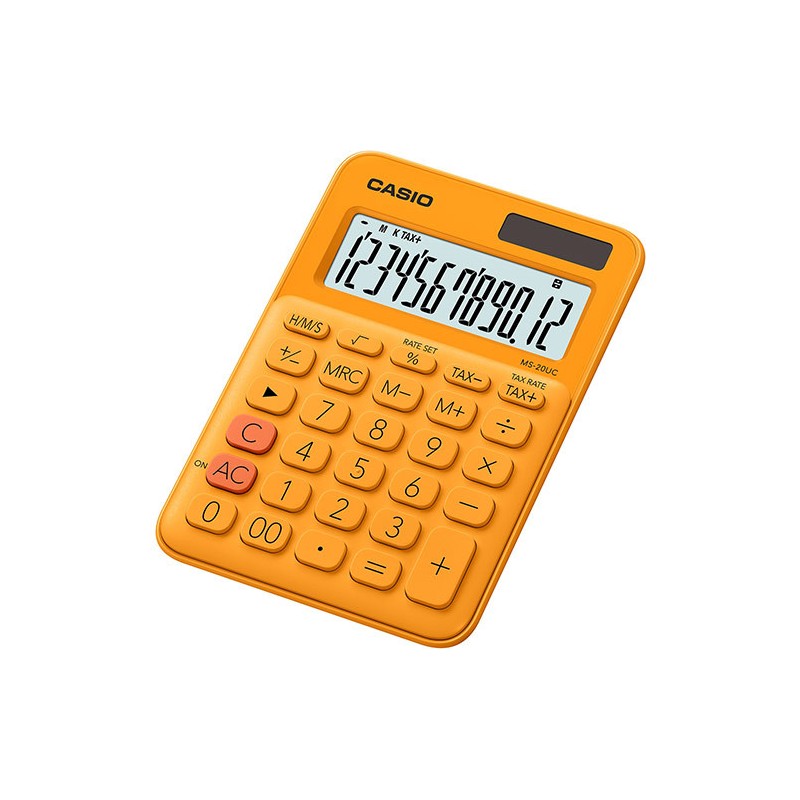 Casio MS-20UC calcolatrice da tavolo mini 12 cifre, calcolo del tempo e delle imposte, arancione Casio MS-20UC calcolatrice da tavolo mini 12 cifre, calcolo del tempo e delle imposte, arancione