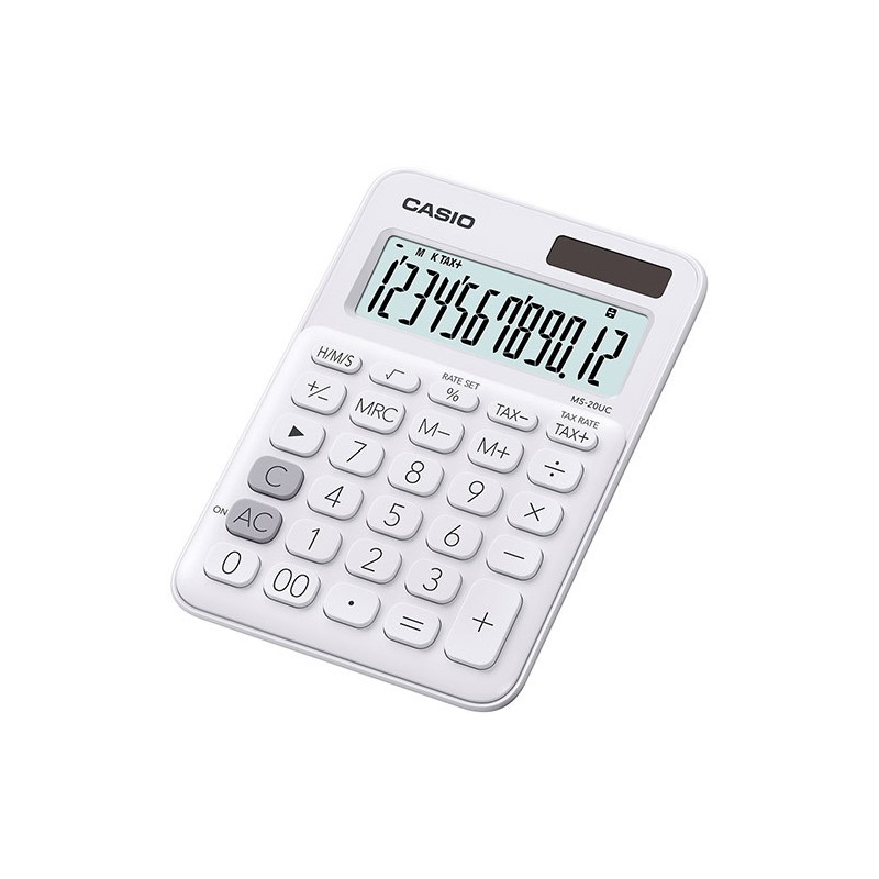 Casio MS-20UC calcolatrice da tavolo mini 12 cifre, calcolo del tempo e delle imposte, bianca Casio MS-20UC calcolatrice da tavolo mini 12 cifre, calcolo del tempo e delle imposte, bianca