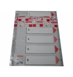 Divisori Esselte rubrica numerica 1-6 in polipropilene grigio, formato A4 - 100104