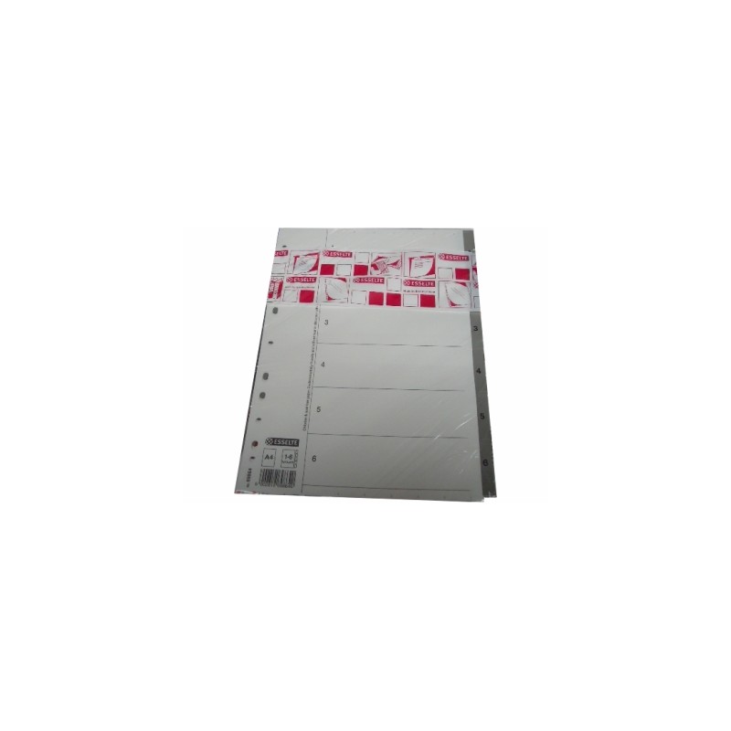 Divisori Esselte rubrica 1-6 in polipropilene con tasti grigi, formato A4 - 698640 Divisori Esselte rubrica 1-6 in polipropilene con tasti grigi, formato A4 - 698640
