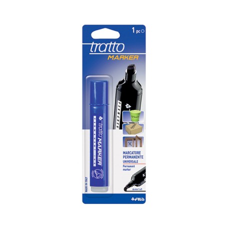 1 - FILA Tratto MARKER Pennarello Indelebile Punta a Scalpello BLU 044201