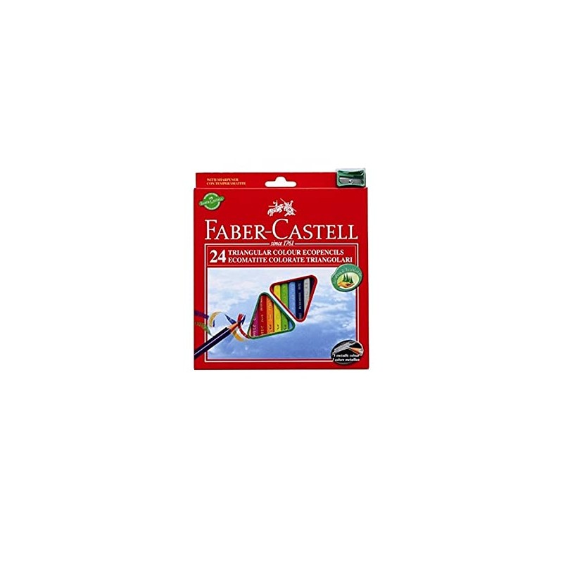24 pz Pastelli Faber triangolari slim + temperino 120524