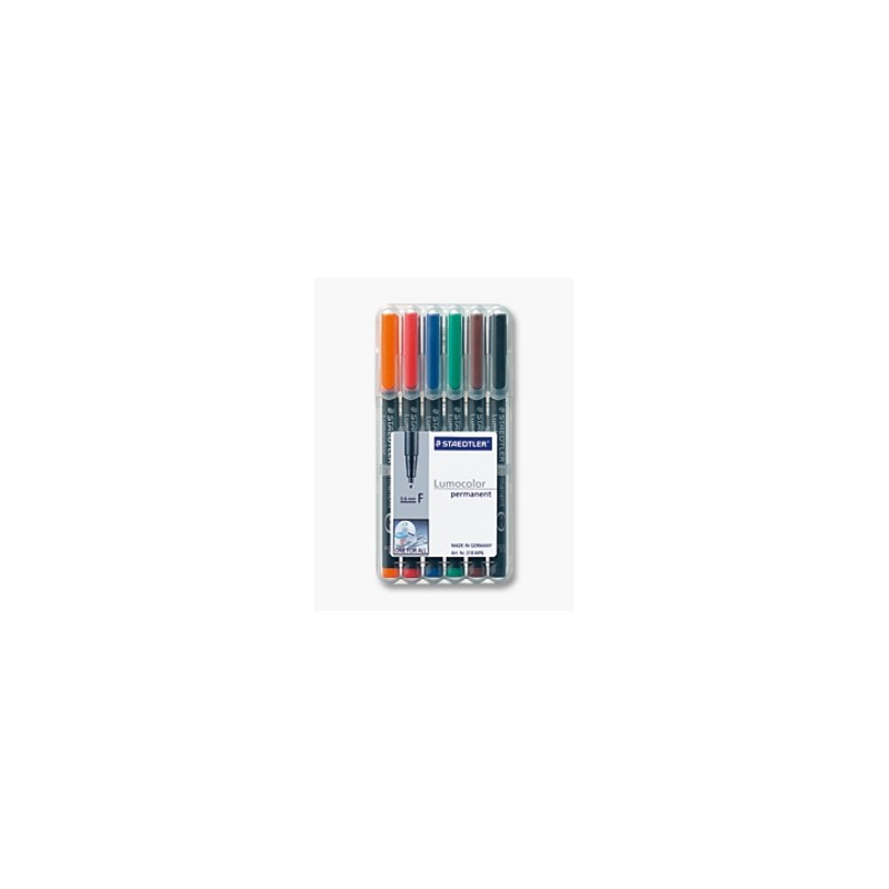 STAEDTLER Penna Lumocolor permanente punta fine 318 6 colori STAEDTLER Penna Lumocolor permanente punta fine 318 6 colori
