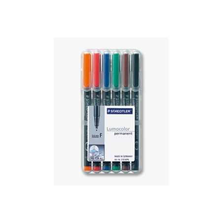 1 - STAEDTLER Penna Lumocolor permanente punta fine 318 6 colori