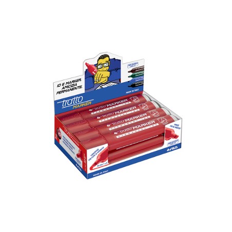 FILA Tratto MARKER Pennarello Indelebile Punta a Scalpello ROSSO 12 Pezzi 840102