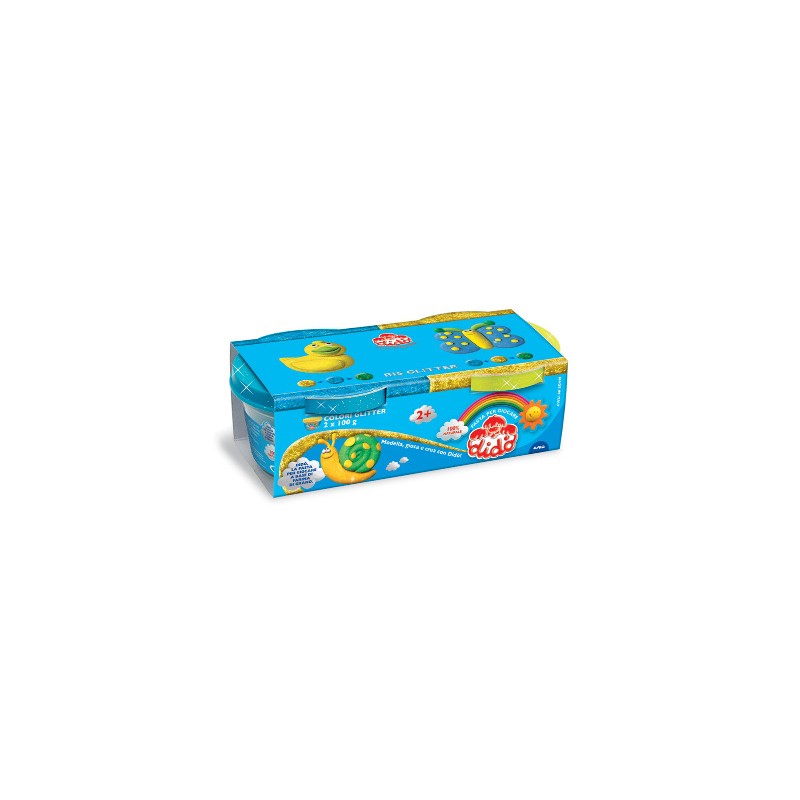 Didò Bis Glitter pasta modellabile 2 barattoli 100 g giallo e azzurro F396701