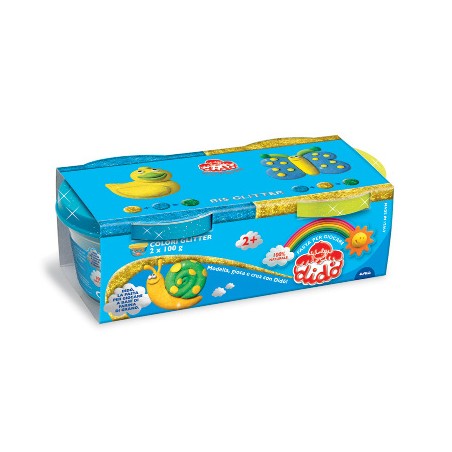 1 - Dido' pasta da modellare bis glitter azzurro giallo Fila