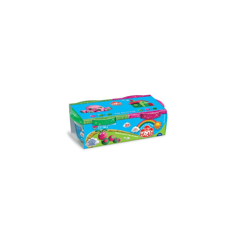 Didò Bis Glitter pasta modellabile 2 barattoli 100 g magenta e verde 396702 Didò Bis Glitter pasta modellabile 2 barattoli 100 g magenta e verde 396702