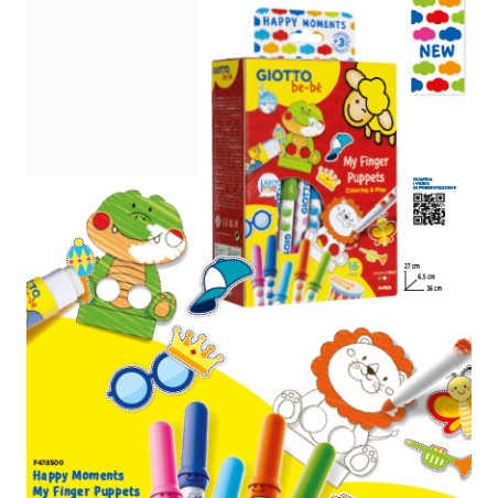 1 - GIOTTO BE-BE' HAPPY MOMENTS MY FINGER PUPPETS 478500 Marionette da dita