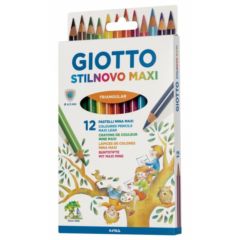 Giotto Stilnovo Maxi matite colorate triangolari mina 4,3 mm 12 pz 225900 Giotto Stilnovo Maxi matite colorate triangolari mina 4,3 mm 12 pz 225900