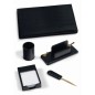 Set da scrivania Niji Lord 5 pezzi in ecopelle con scrittoio, colore nero - 119-N Set da scrivania Niji Lord 5 pezzi in ecopelle con scrittoio, colore nero - 119-N