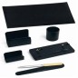 Set da scrivania Niji Classic 6 pezzi in ecopelle con sottomano doppio 50x35, colore nero - 121-N Set da scrivania Niji Classic 6 pezzi in ecopelle con sottomano doppio 50x35, colore nero - 121-N