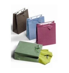 Shopper Niji per bottiglia in carta kraft a righe 13x36x10 cm, 20 pezzi - 4335