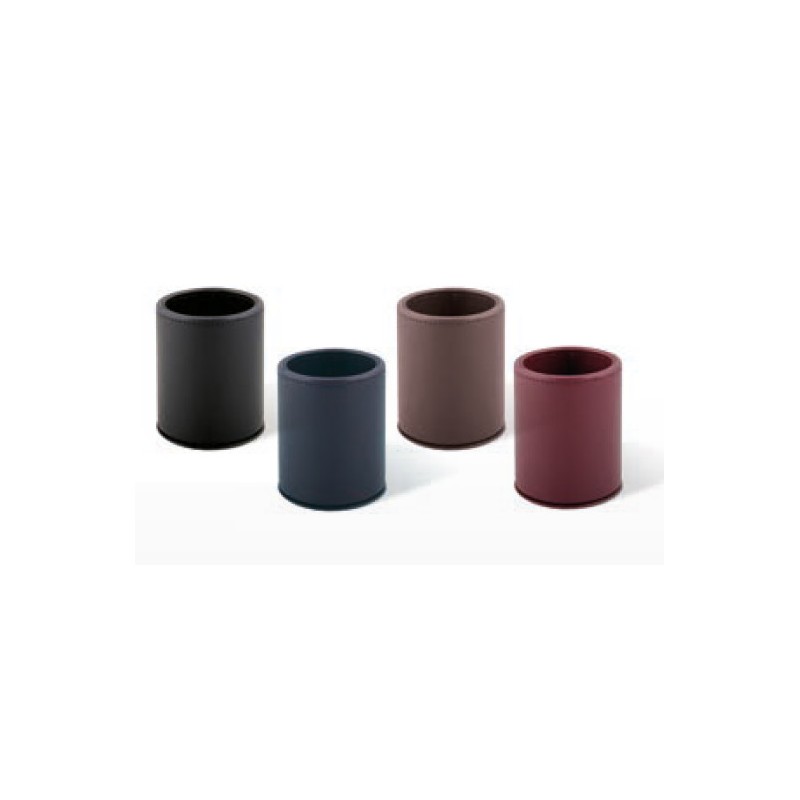 Bicchiere portapenne Niji in ecopelle, colore marrone, altezza 10,5 cm e diametro 8,5 cm - 61871 Bicchiere portapenne Niji in ecopelle, colore marrone, altezza 10,5 cm e diametro 8,5 cm - 61871