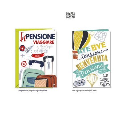 1 - BIGLIETTI BENVENUTA PENSIONE -12pz OV.6793