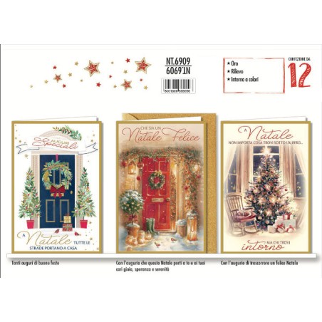 1 - Biglietti Natale a casa per Natale -12pz NT6909