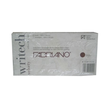 1 - FABRIANO Busta 11x22 per Lettere Writech Velvety Bianca 25 Pezzi