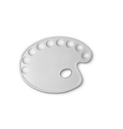 1 - CWR Tavolozza in Plastica Ovale 9 Scomparti Bianca 22x30 185