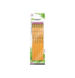 1 - CWR IKONA+ Conf.12 pz Matite Esagonali Nere HB con gomma - 09801
