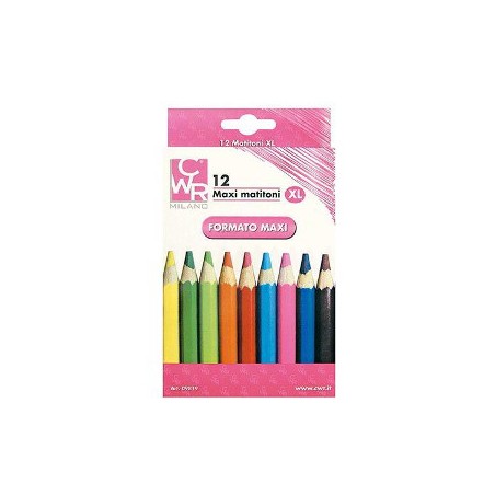 1 - CWR 12 pezzi Pastelli maxi matitoni XL colori assortiti