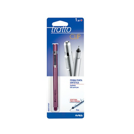 1 - FILA Tratto CLIP Penna a Punta Sintetica Corpo Metallizzato ROSSO 1 Pz 032402