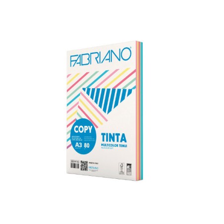 1 - FABRIANO  250 fogli Carta fotocopie Copytinta A3 80 gr mix tenui 62529742