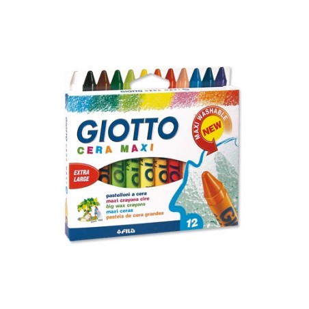 1 - FILA 12 pz Pastelli a cera maxi Giotto colori assortiti 2912