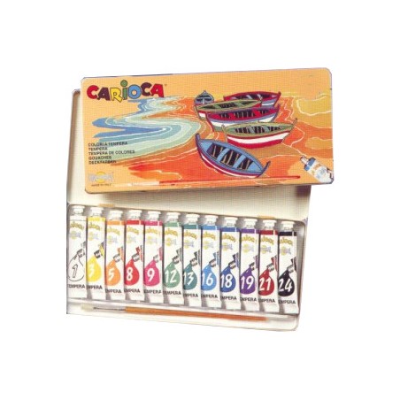 1 - CARIOCA Colori a Tempera con Scatola in Metallo 7 Pezzi K0111