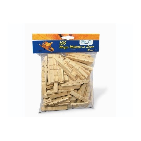 1 - CWR Sacchetto 100 Mezze Mollette in Legno 45 mm - 1736