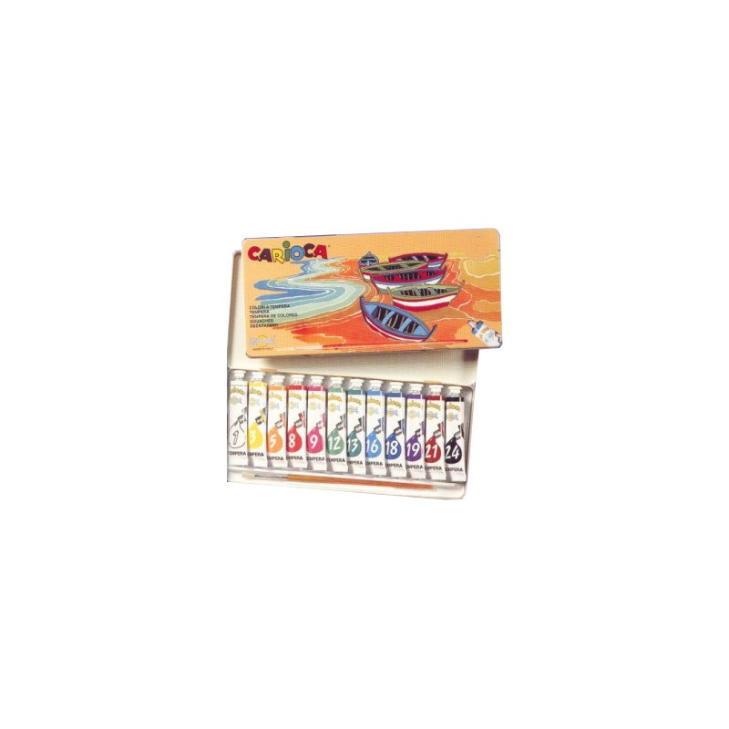Carioca colori a tempera in tubetti con scatola in metallo 12 pezzi K0112