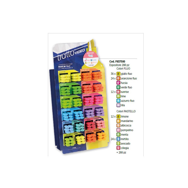 FILA Tratto Video espositore 288 evidenziatori fluorescent + pastel mix 837500 FILA Tratto Video espositore 288 evidenziatori fluorescent + pastel mix 837500