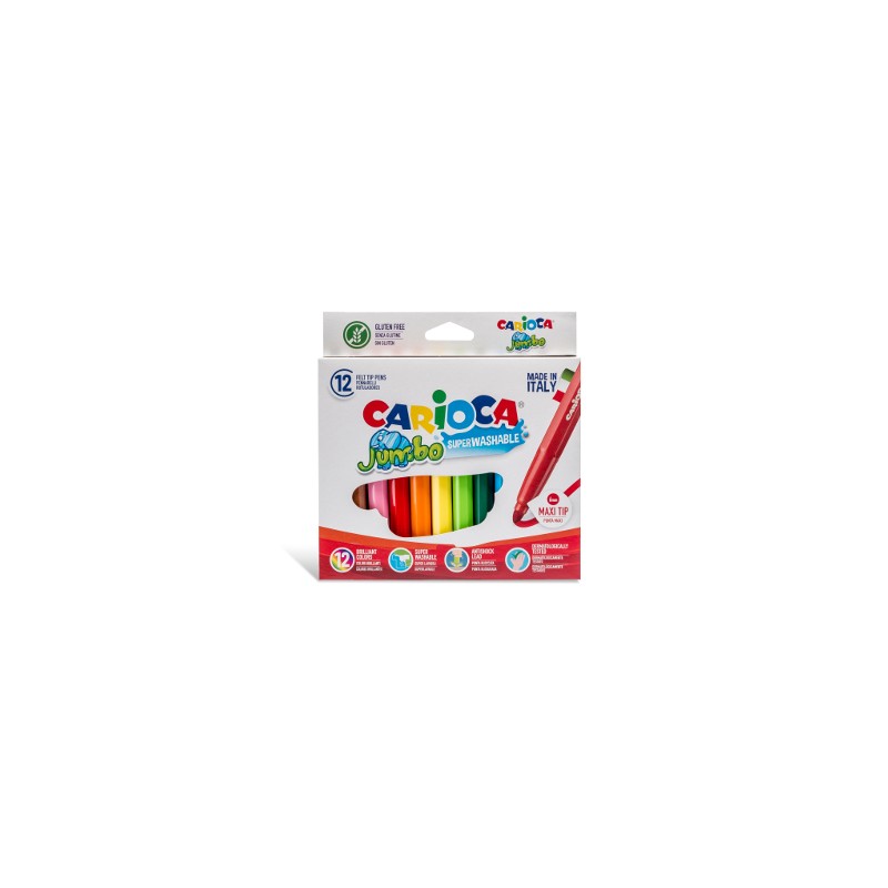 Carioca Jumbo pennarelli punta maxi superlavabili 12 pezzi colori assortiti 40569 Carioca Jumbo pennarelli punta maxi superlavabili 12 pezzi colori assortiti 40569
