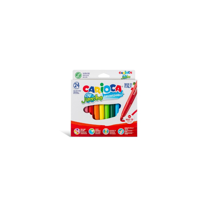 Carioca Jumbo pennarelli punta maxi superlavabili 24 pezzi colori assortiti 40570 Carioca Jumbo pennarelli punta maxi superlavabili 24 pezzi colori assortiti 40570