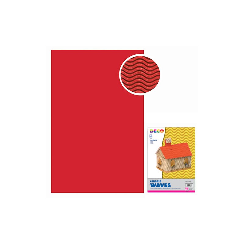 CWR cartoncino ondulato cannete Waves 50x70 cm rosso, 10 pezzi – 2208/1