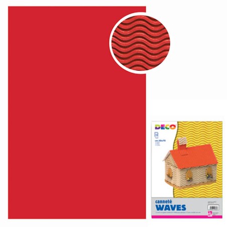 CWR cartoncino ondulato cannete Waves 50x70 cm rosso, 10 pezzi – 2208/1